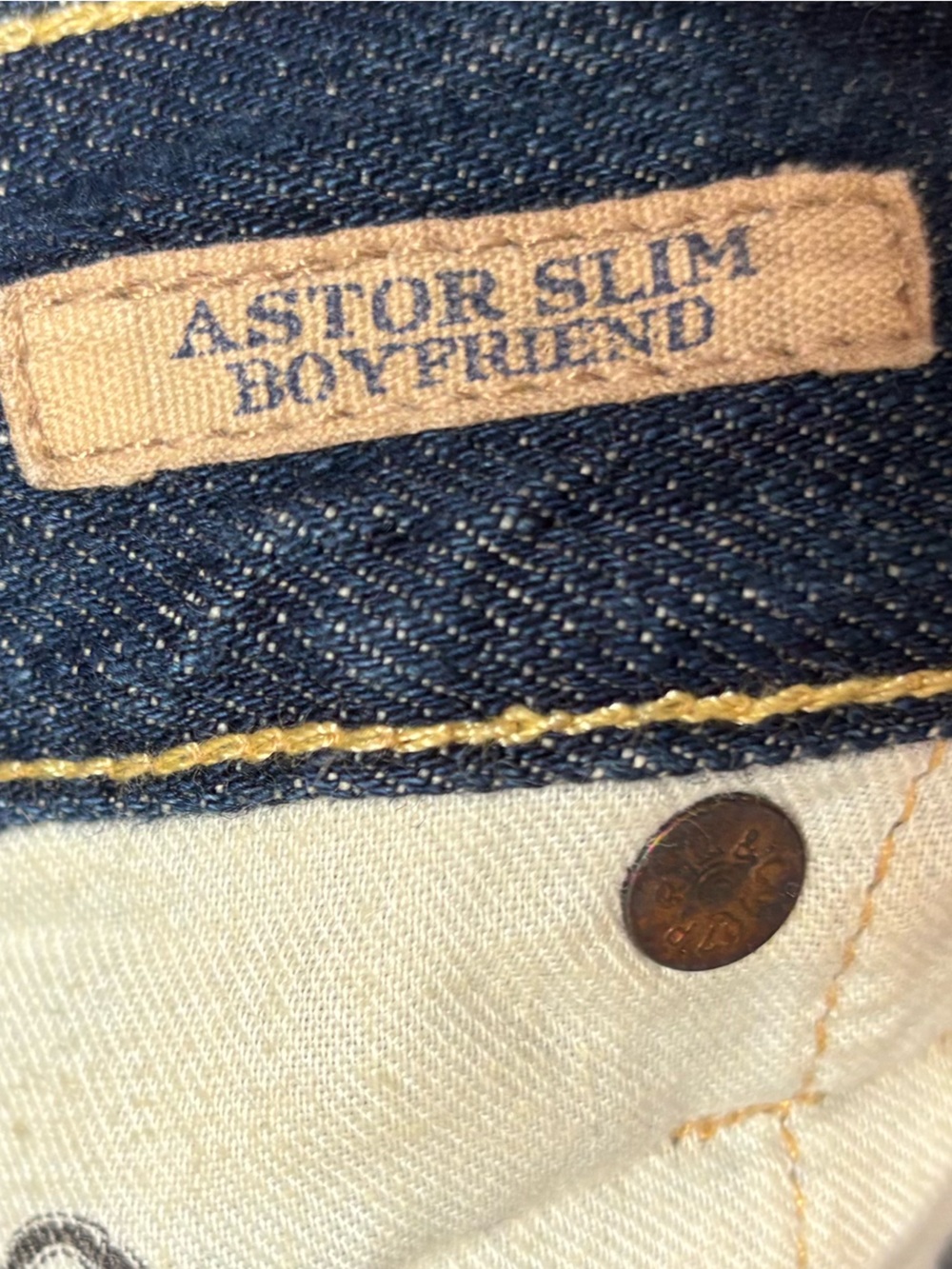 POLO RALPH LAUREN Astor Slim Boyfriend Patchwork Denim Jeans Size 31 blue cotton - Picture 8 of 9